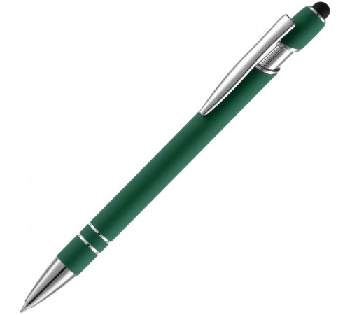 Ручка шариковая Pointer Soft Touch со стилусом, зеленая