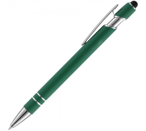 Ручка шариковая Pointer Soft Touch со стилусом, зеленая