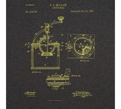 Футболка приталенная Old Patents. Coffee Mill, черный меланж