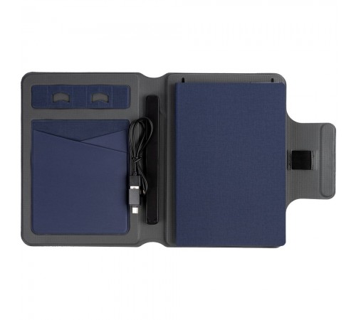 Органайзер с блокнотом и аккумулятором Oiro, синий