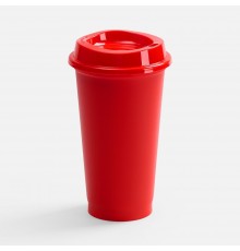 Стакан с крышкой Color Cap, ver.2, красный
