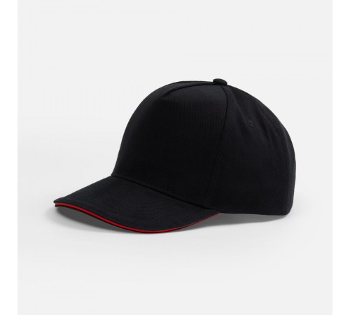 Бейсболка Classic 2.0, черная с красным кантом