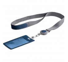 Чехол для пропуска с лентой и ретрактором Devon, синий