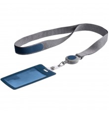 Чехол для пропуска с лентой и ретрактором Devon, синий