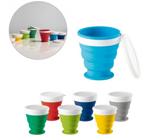 Складной стакан с крышкой Astrada, желтый