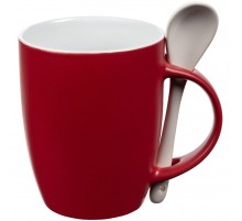 Кружка с ложкой Cheer Up, ver.2, красная