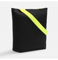 Шопер B5, черный с широкими желтыми ручками
