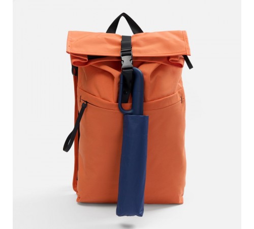 Зонт обратного сложения inLoop с ручкой-карабином, темно-синий