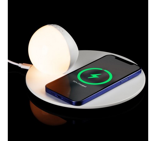 Станция беспроводной зарядки с часами и подсветкой GlobeBee, белая