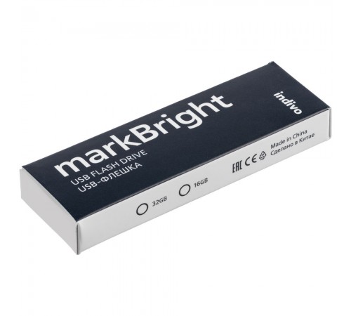 Флешка markBright с синей подсветкой, 32 Гб