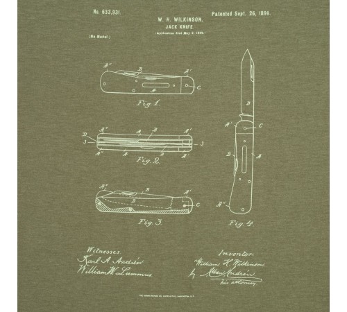 Футболка приталенная Old Patents. Knife, меланж хаки