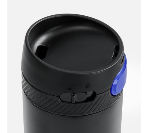 Термостакан X1 с цветной кнопкой, черный с синим