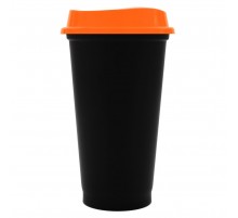 Стакан с крышкой Color Cap Black, черный с оранжевым