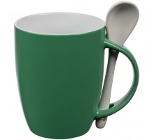 Кружка с ложкой Cheer Up, ver.2, зеленая