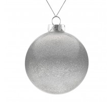 Елочный шар Finery Shine, 10 см, глянцевый серебристый с глиттером