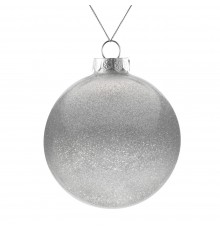 Елочный шар Finery Shine, 10 см, глянцевый серебристый с глиттером