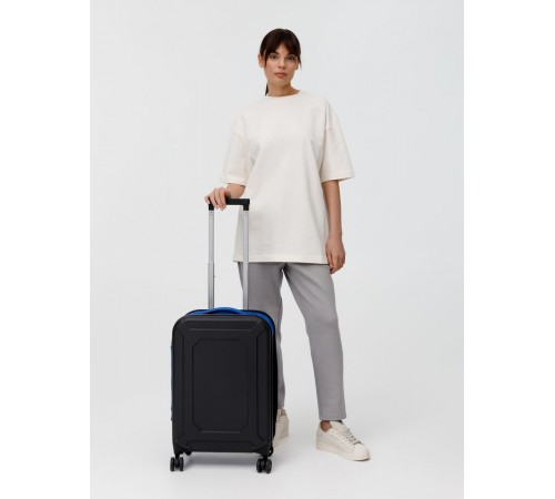 Чемодан Platta, черный с синим