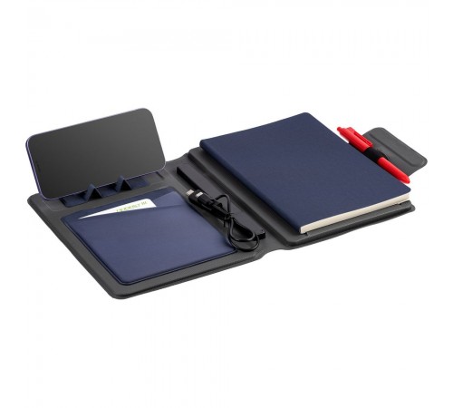 Органайзер с блокнотом и аккумулятором Oiro, синий