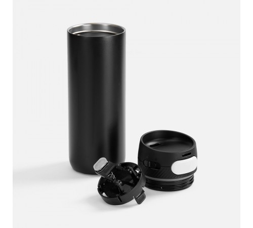 Термостакан X1 с цветной кнопкой, черный с белым