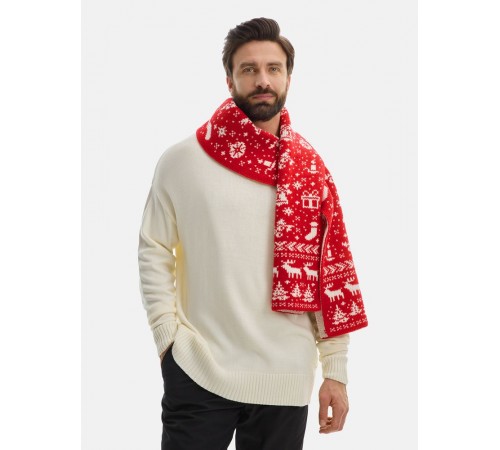 Шарф Holidale, красный с молочным