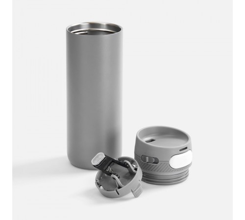 Термостакан X1 с цветной кнопкой, серый с белым