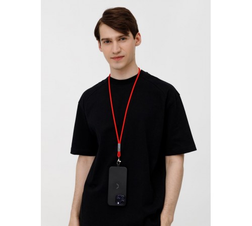 Шнурок для бейджа Tube Metal, красный