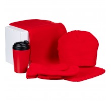 Набор Fleecy с термостаканом, красный