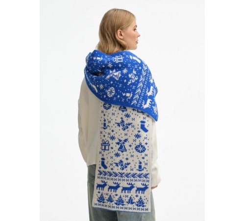 Шарф Holidale, синий с молочным