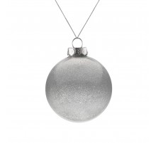 Елочный шар Finery Shine, 8 см, глянцевый серебристый с глиттером