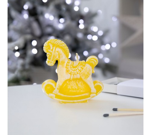 Свеча фигурная «Лошадка-качалка», желтая