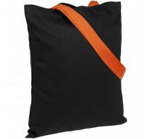 Холщовая сумка BrighTone, черная с оранжевыми ручками