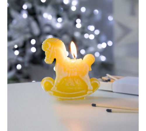 Свеча фигурная «Лошадка-качалка», желтая