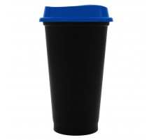 Стакан с крышкой Color Cap Black, черный с синим