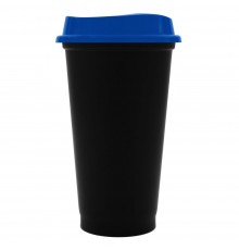Стакан с крышкой Color Cap Black, черный с синим