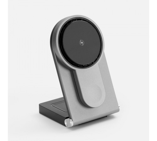 Складная станция беспроводной зарядки transForm, серый металлик