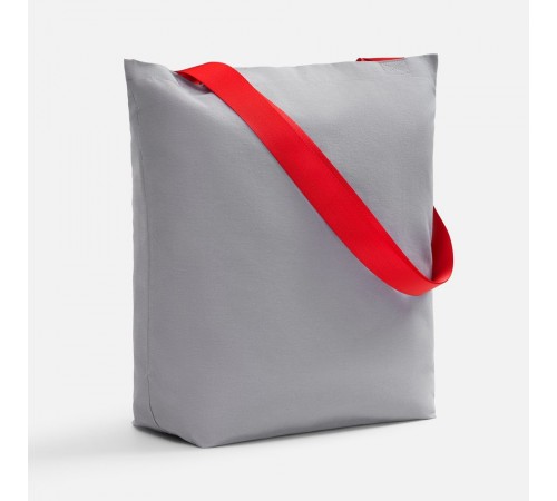 Шопер B5, серый с широкими красными ручками